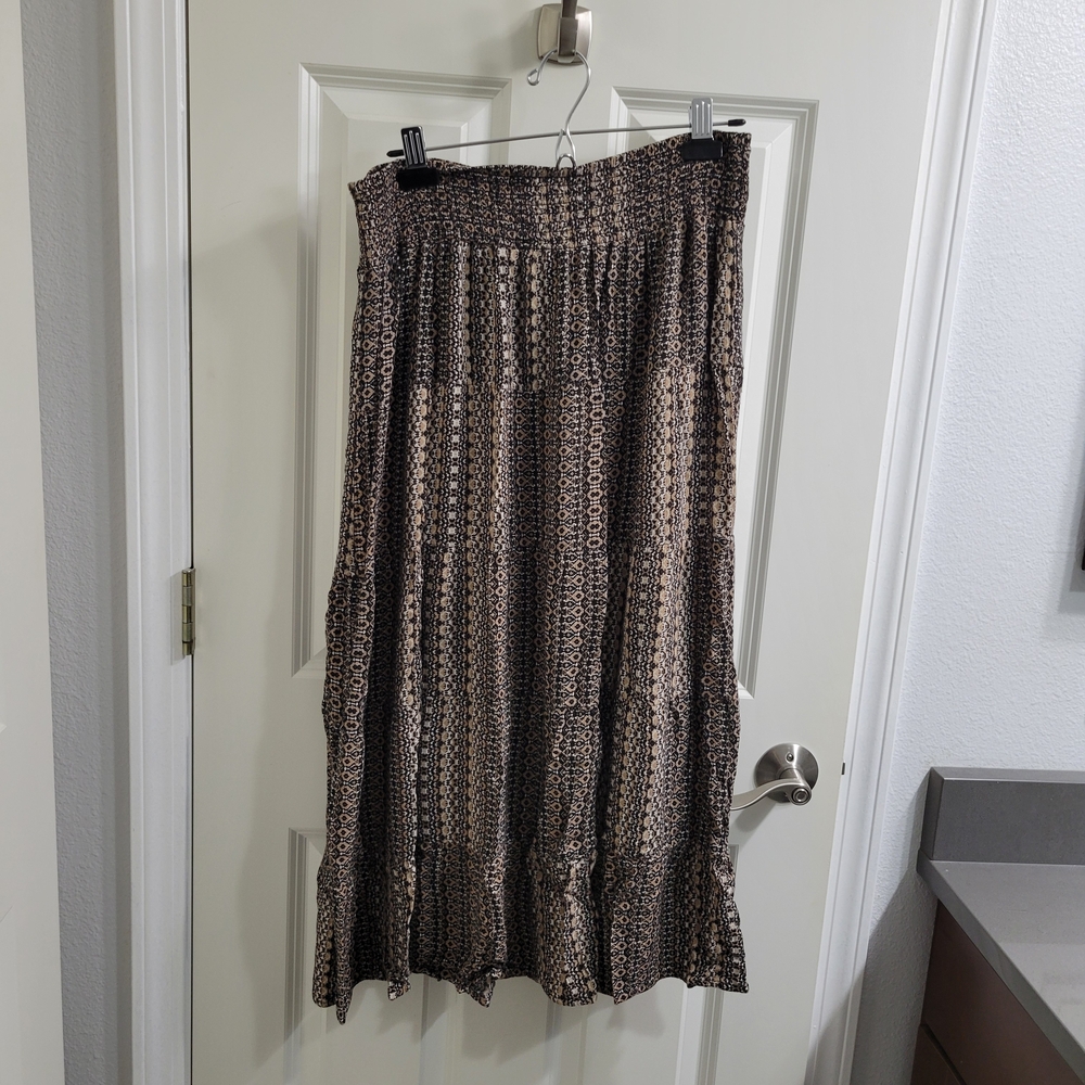 GNW Black and Brown Geometric Maxi Skirt